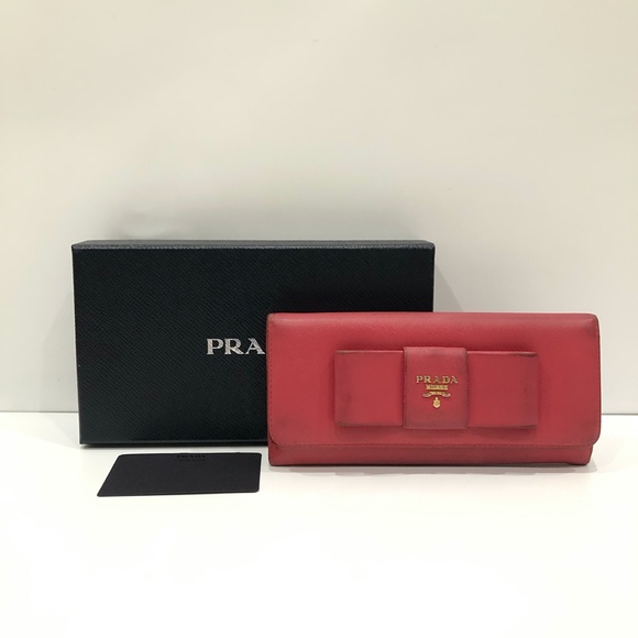 Prada Pink Leather Flap Long Wallet Sku#84590 (Gently used,fair condition) - Picture 1 of 15